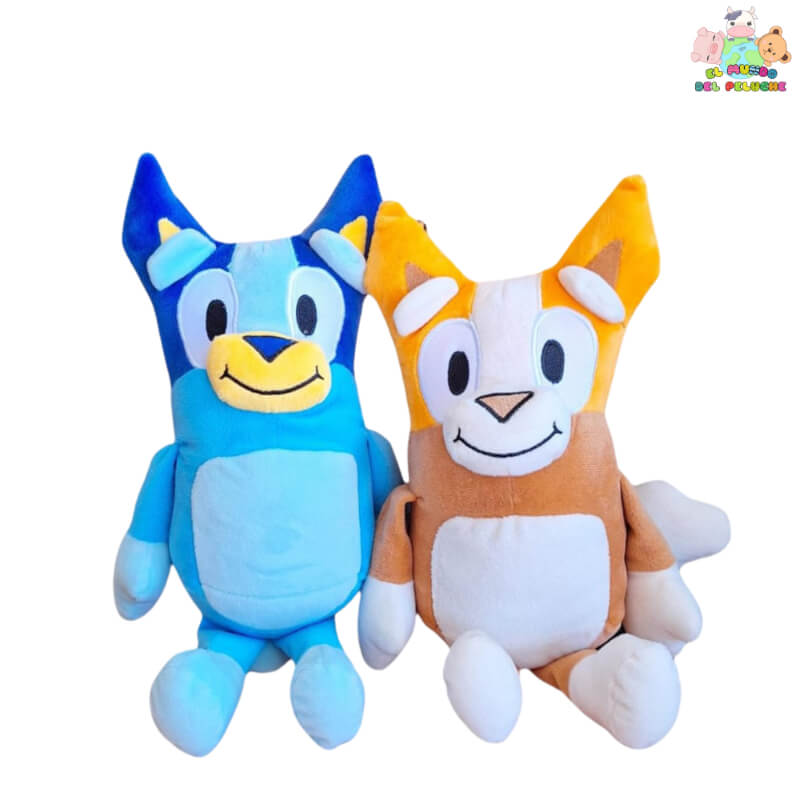 Bluey #1 Peluche – Inspirado en la Caricatura Bluey, Ojos Grandes, Color Azul (38 cm) | El Mundo del Peluche