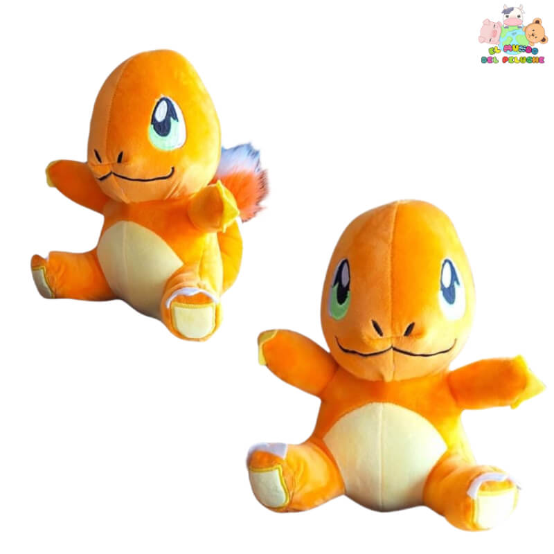 Charmander #2 Peluche – Inspirado en Pokémon, Color Naranja con Blanco, Cola Larga, 27cm – El Mundo del Peluche