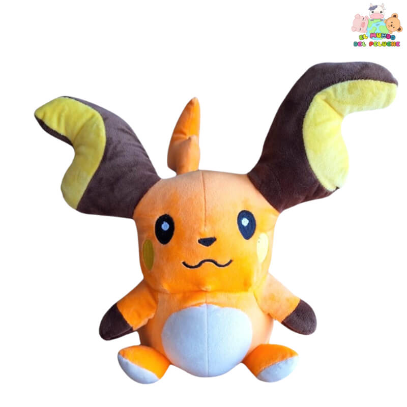 Raichu #2 Peluche – Inspirado en Pokémon, Color Naranja con Cola Larga, 21cm – El Mundo del Peluche