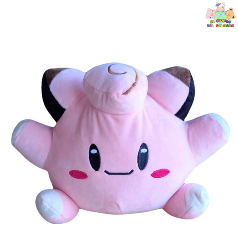 Clefairy #2 Peluche – Inspirado en Pokémon, Color Rosa con Chapitas y Topoecito en la Frente, 25cm – El Mundo del Peluche