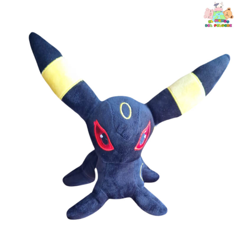 Umbreon #1 Peluche – Inspirado en Pokémon, Color Negro con Cuernitos Amarillos y Ojos Rojos, 18cm – El Mundo del Peluche