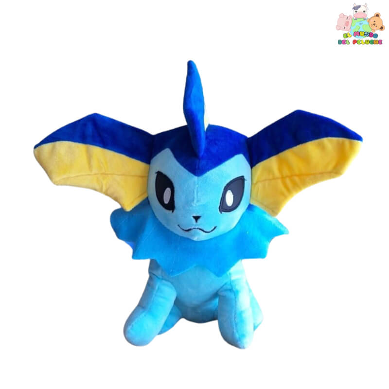 Vaporeon #2 Peluche – Inspirado en Pokémon, Color Azul Cielo y Turquesa, con Cresta y Cola Larga, 25cm – El Mundo del Peluche