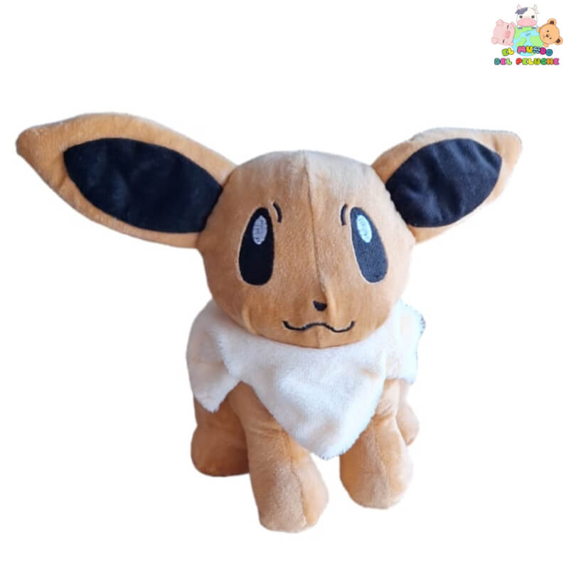 Eevee #2 Peluche – Inspirado en Pokémon, Color Café con Cuello en Forma de Hueso, Orejas Largas y Cola Pequeña, 16cm – El Mundo del Peluche