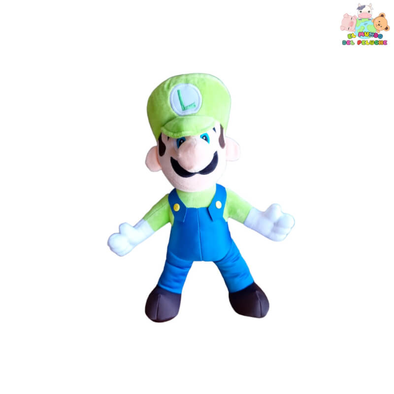 Luigi #1 Peluche – Inspirado en Mario Bros, Color Verde con Overol Azul, 35cm – El Mundo del Peluche