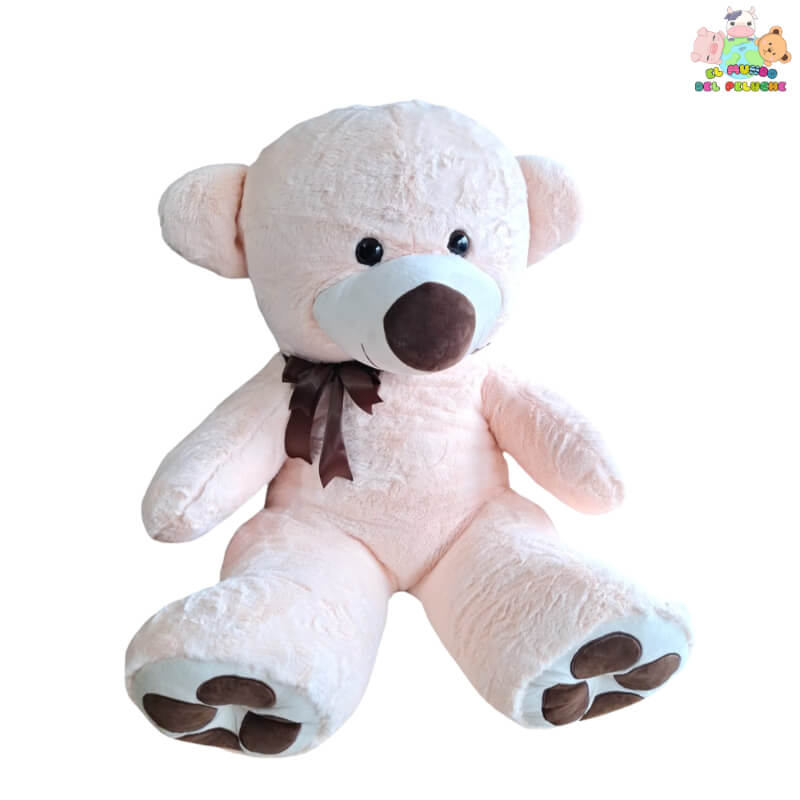 Dani #3 el Oso de Peluche Gigante con Moño - 90 cm - Color Salmón y Café