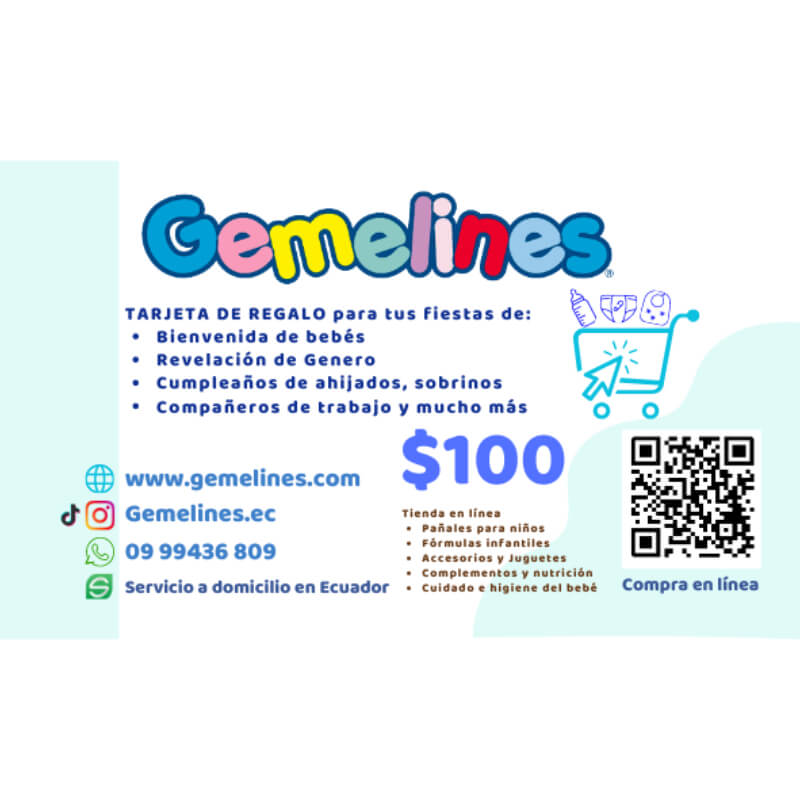 TARJETA DE REGALO PERSONALIZADA GEMELINES $100