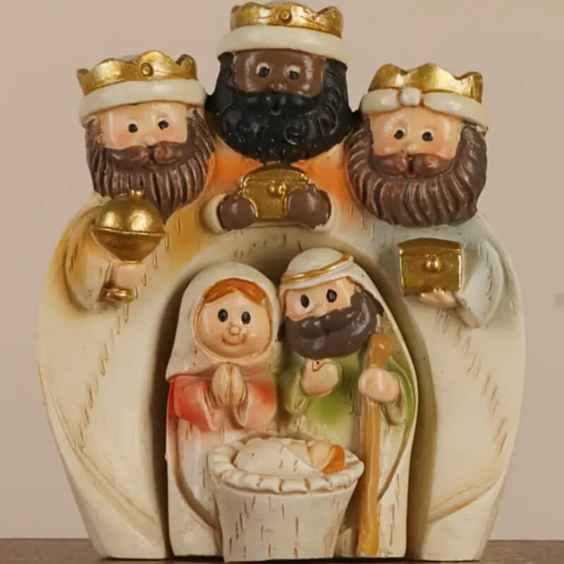 Molde elaborado en silicona diseño de Reyes Magos para uso en chocolate, resina, yeso, cemento, velas.