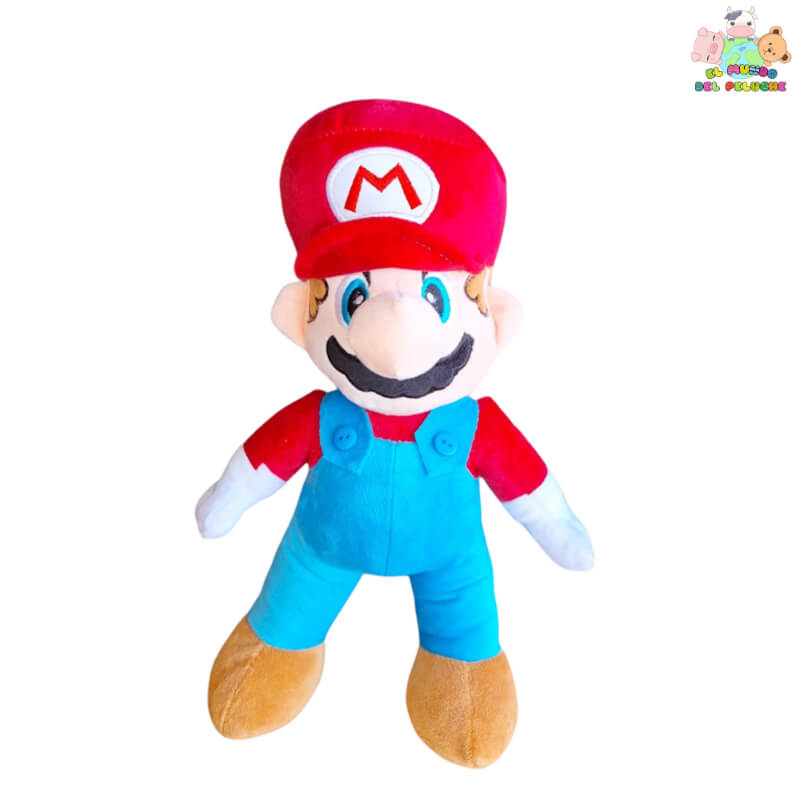 Peluche Mario Bros - Camisa Roja, Overol Azul - 32 cm - El Mundo del Peluche