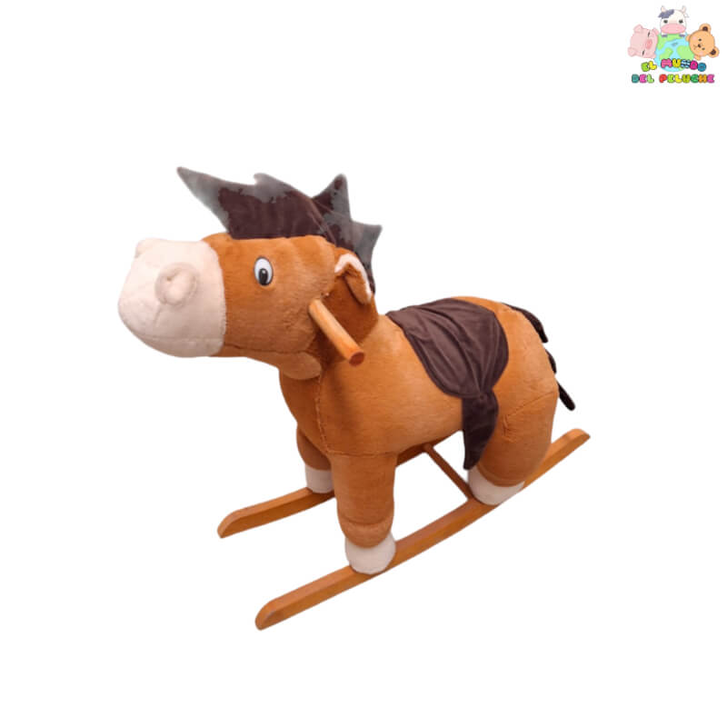 Mecedora Caballo Tiro al Blanco – Bicolor Café y Café Claro – 67 cm – El Mundo del Peluche