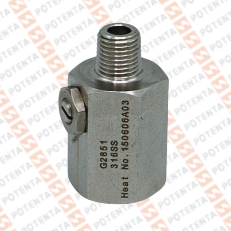 Amortiguador de presión, c/instrumento 1/4npt hembra, c/proceso 1/4npt macho, rango 0….6000 ajustable, cuerpo 316SS, Winters - Serie SAS