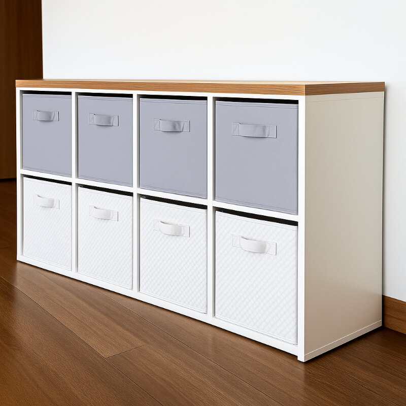Juguetero X8: 8 Cajas, Tablero tipo Madera Natural
