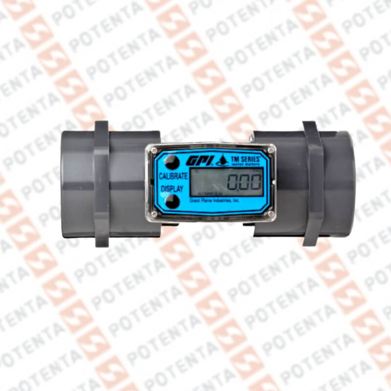 Flujómetro turbina, Agua, Bateria, Pulsos, Display, 225psi, 20…200gpm, 2npt, Flomec - Serie TM