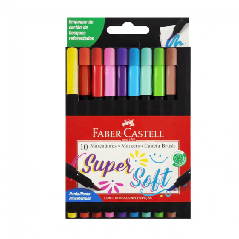 MARCADORES FABER CASTELL SUPER SOFT 10 COLORES