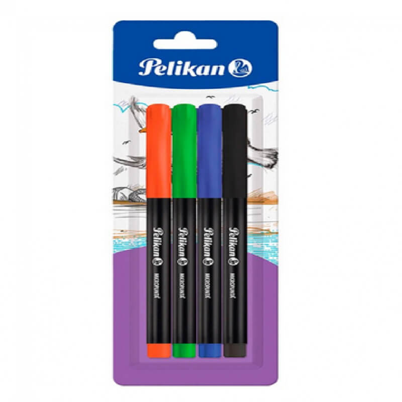 MICROPUNTA PLUS PELIKAN NEGRO-AZUL-ROJO-VERDE X 4