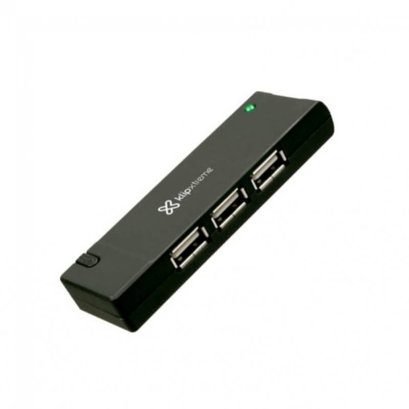 HUB - 4 X USB 2.0 - SOBREMESA GREEN KLIP- XTREME KUH-400A NEGRO