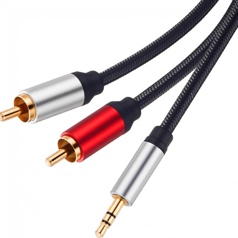CABLE AUDIO 2 MACHO A 1 PUNTA AUXILIAR RCA CABLE 3 PIES
