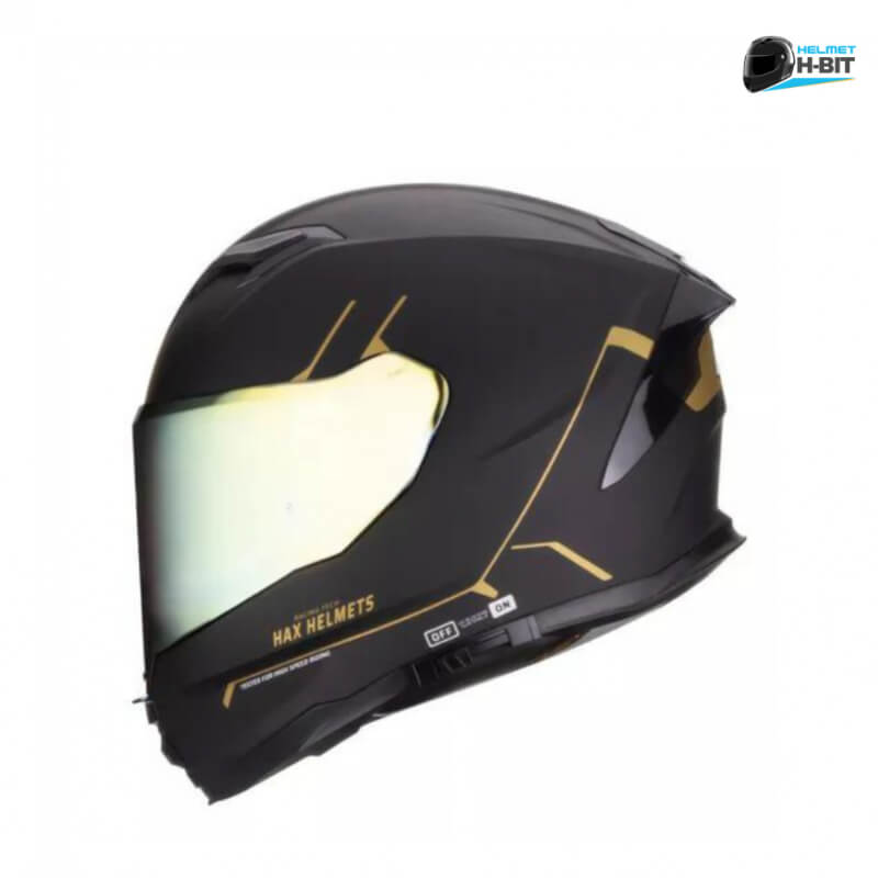 Casco Integral para Moto HAX Force Negro/Oro Cromado XXL - Certificación DOT