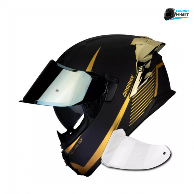 Casco Integral para Moto HAX Obsidian 2.0 Negro Oro - Certificación DOT y ECE