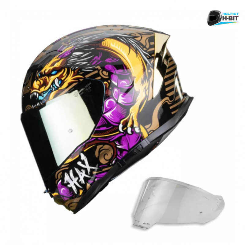 Casco Integral para Moto HAX Force Shen Long Negro Oro - Certificación ECE y DOT