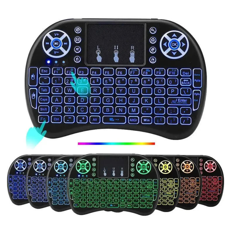 Mini teclado inalámbrico retroiluminado, periférico con Touchpad remoto, Air Mouse, 2,4G, inglés, para Android TV Box PC