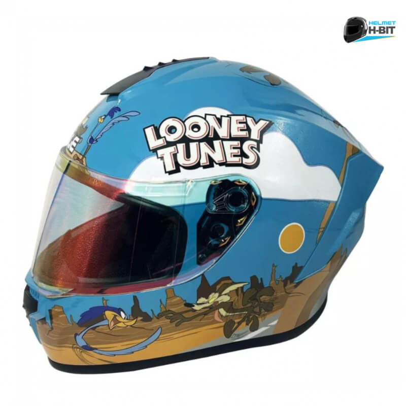 Casco Integral para Moto Edge Looney Tunes Corre Caminos - Certificación DOT, Abatible, Ligero y Aerodinámico