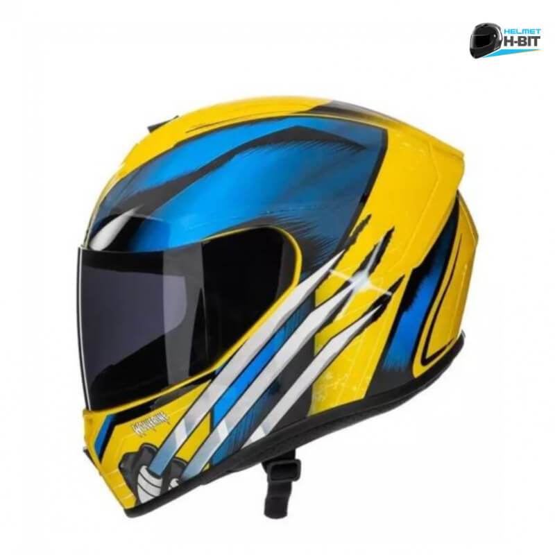 Casco Integral para Motociclista Edge Wolverine Marvel Amarillo - Certificación DOT, Diseño Exclusivo