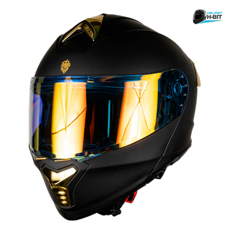 Casco Abatible para Moto KOV Thunder Negro Dorado - Certificación DOT, Mica Dorada