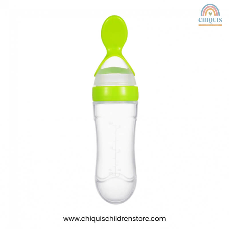 Cuchara de Silicona para Alimentación de Bebé - Flexible y Segura, Ideal para Papillas, Color Verde | Chiquis Children Store