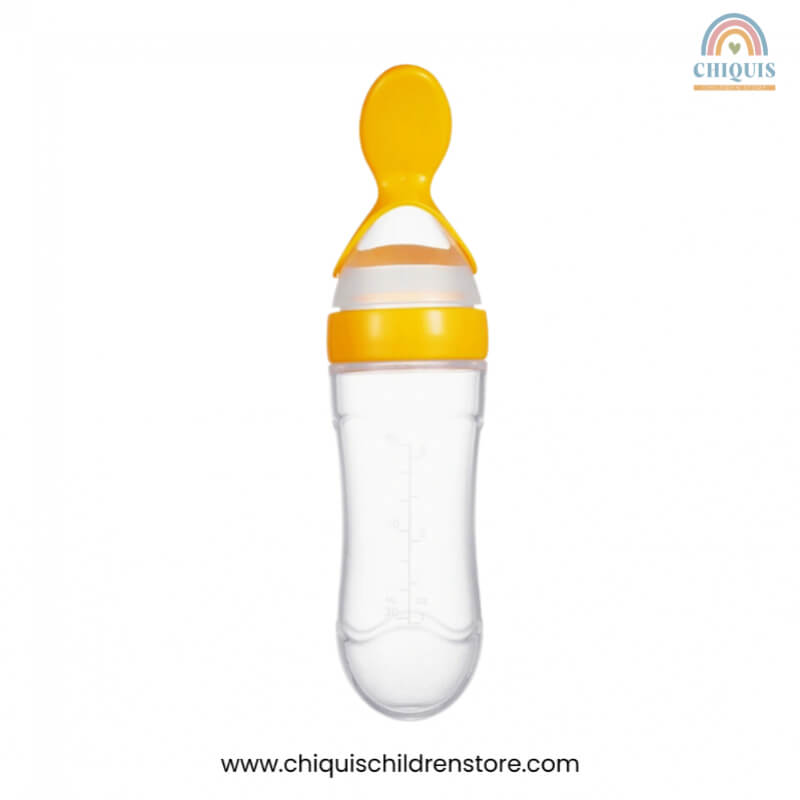 Cuchara de Silicona para Alimentación de Bebé - Flexible y Segura, Ideal para Papillas, Color Amarillo | Chiquis Children Store