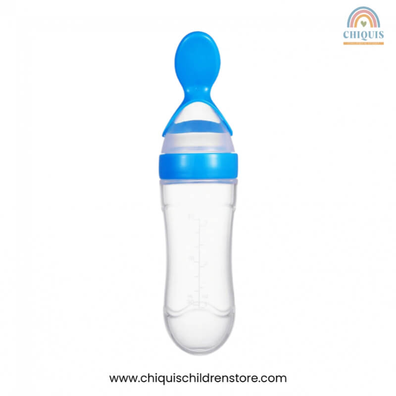 Cuchara de Silicona para Alimentación de Bebé - Flexible y Segura, Ideal para Papillas, Color Azul | Chiquis Children Store