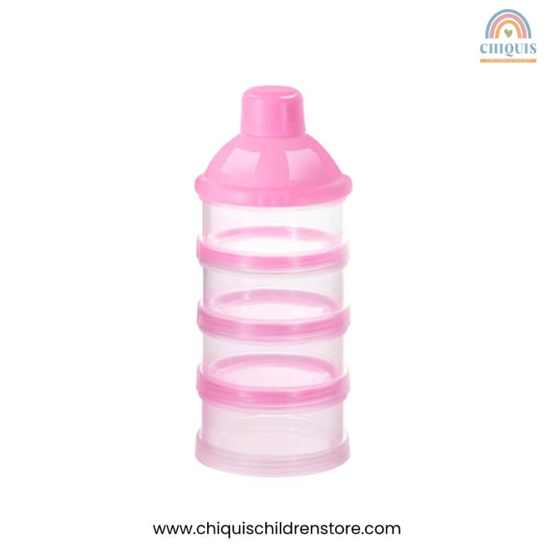 Dispensador de Fórmula en Polvo Transparente Color Rosa - 4 Compartimentos Apilables, Libre de BPA | Chiquis Children Store