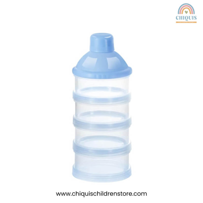 Dispensador de Fórmula en Polvo Transparente Color Azul - 4 Compartimentos Apilables, Libre de BPA | Chiquis Children Store