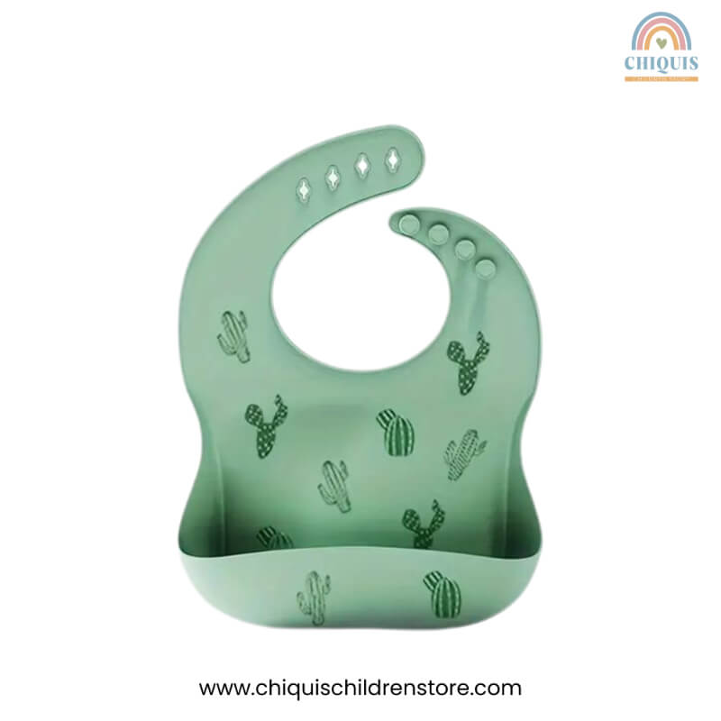 Babero de Silicona Impermeable Cactus Verde - Ajustable, Flexible y Libre de BPA | Chiquis Children Store