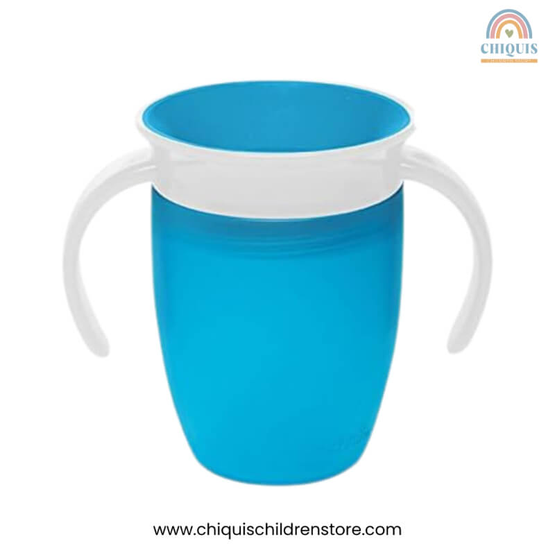 Vaso Antiderrame 360° Azul Cielo - Vaso de Silicona con Asas, Fácil de Limpiar, Libre de BPA | Chiquis Children Store