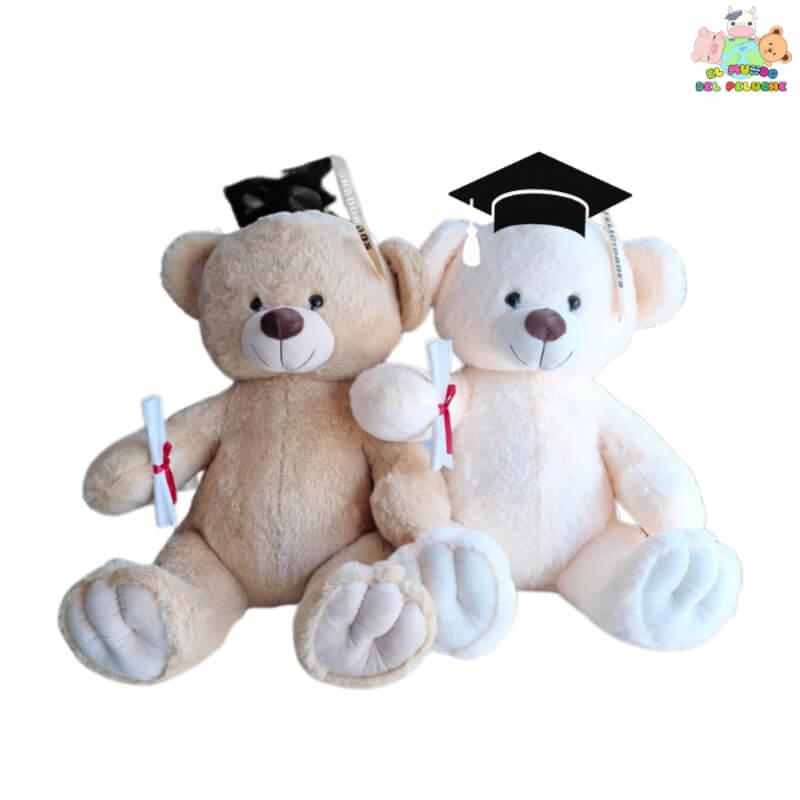 Peluche Oso Mediano con Birrete y Diploma - 47cm | El Mundo del Peluche