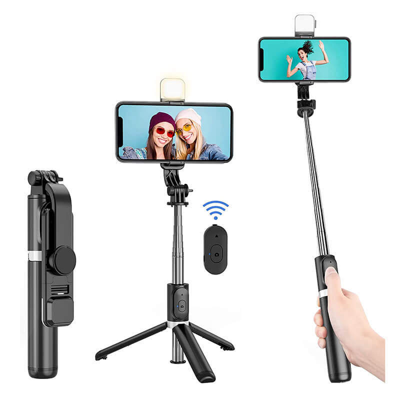 Palo de Selfie con Bluetooth, luz de relleno extendida de 1010mm, trípode con obturador remoto para teléfono inteligente