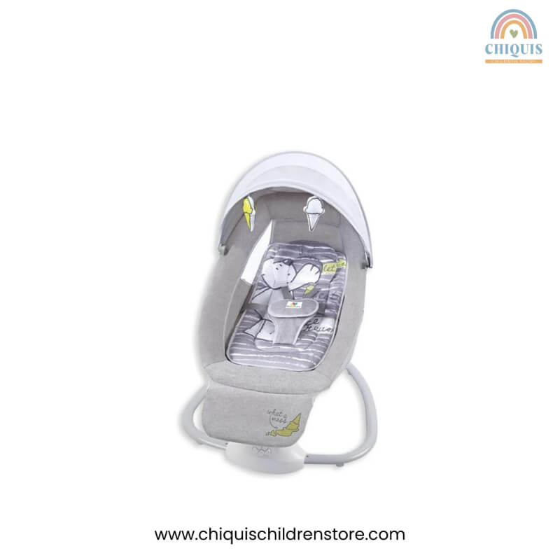 Mecedora Mastela Deluxe Swing - Mecedora con Conexión Bluetooth, Juguetes Colgantes y Panel de Control, Colores Gris Helado, Gris Jirafa, y Gris Llama