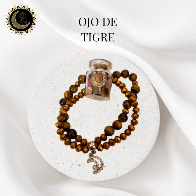 PULSERA OJO DE TIGRE CON CRISTALES