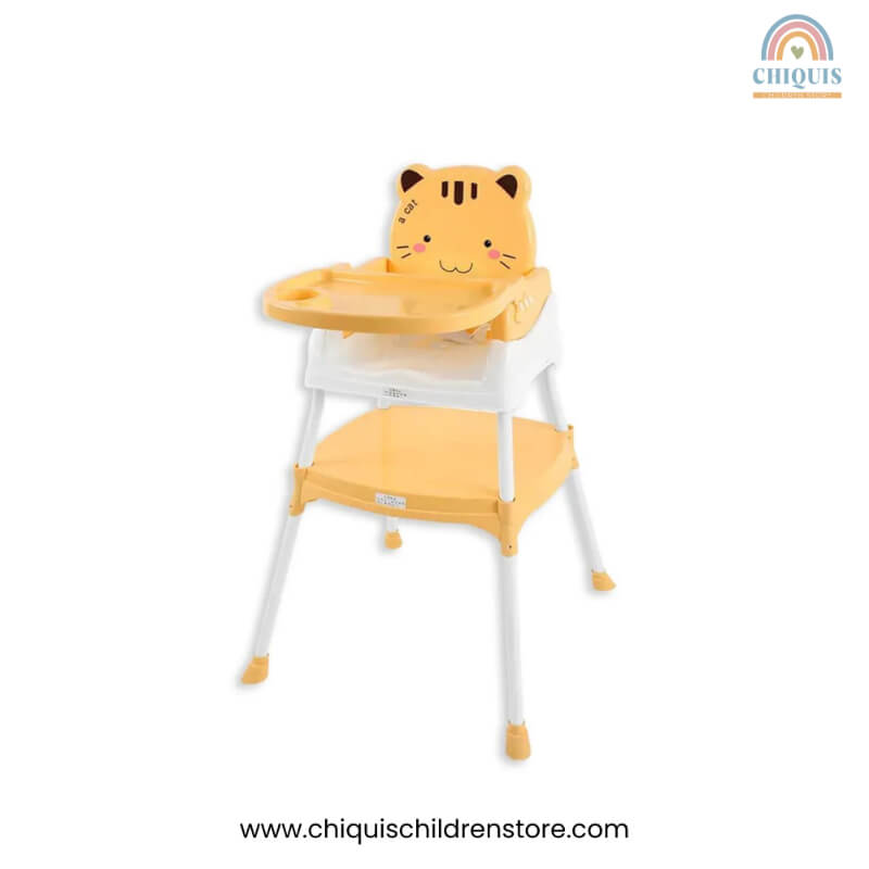 Silla de Comer Convertible 4 en 1 Tigre - Mesa Ajustable, Cómoda y Duradera, Multicolor