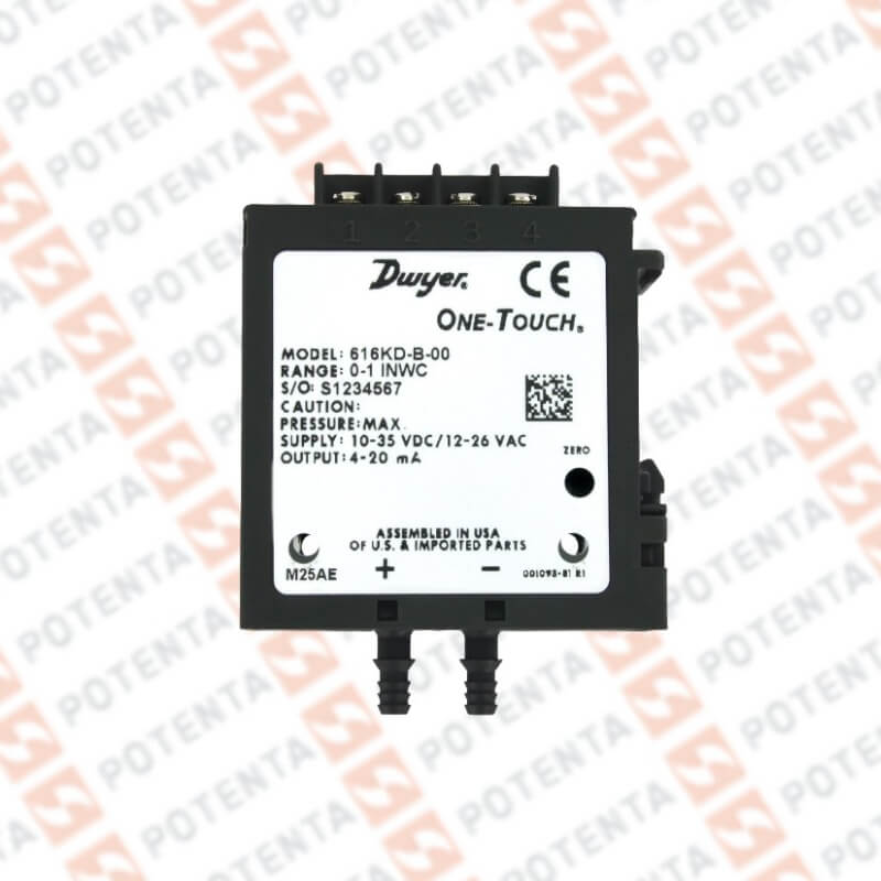 Transmisor presión diferencial 616KD, 0...5 plg WC, 24Vdc 4-20 mA, Dwyer