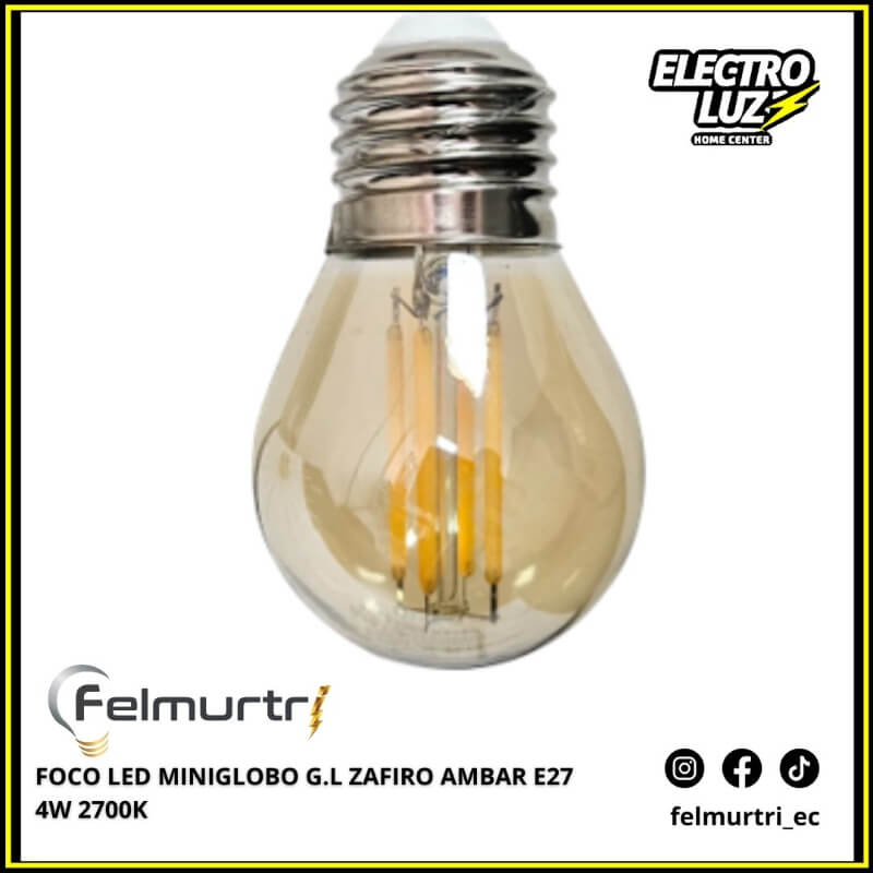 FOCO LED MINIGLOBO ZAFIRO AMBAR A60 E27 4W 2700K