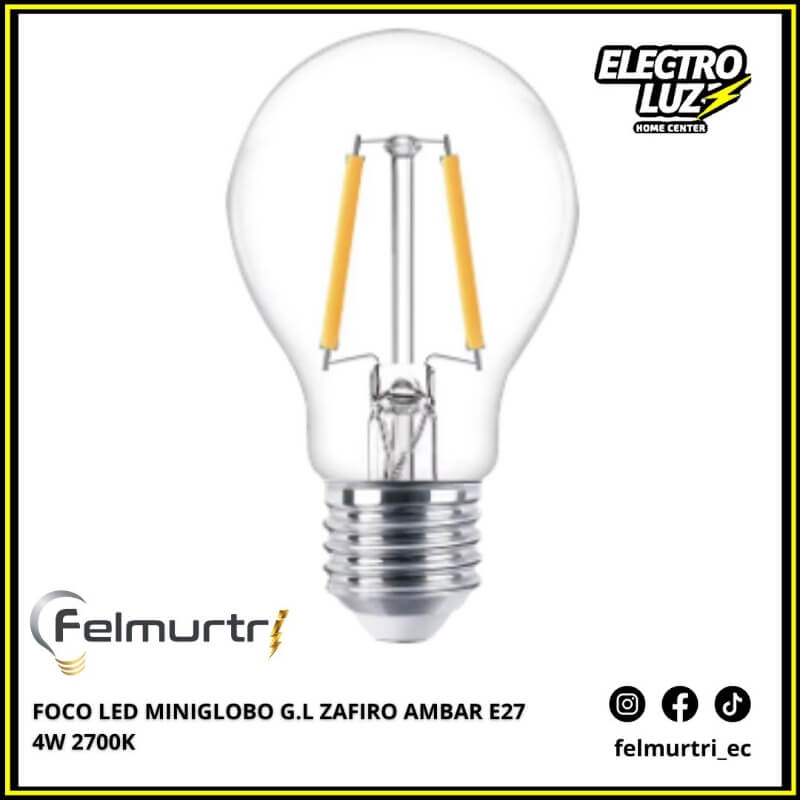 FOCO LED MINIGLOBO ZAFIRO AMBAR E27 4W 2700K