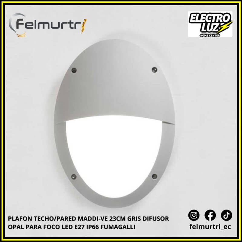 PLAFON TECHO/PARED MADDI-VE 23CM GRIS P/FOCO LED E27