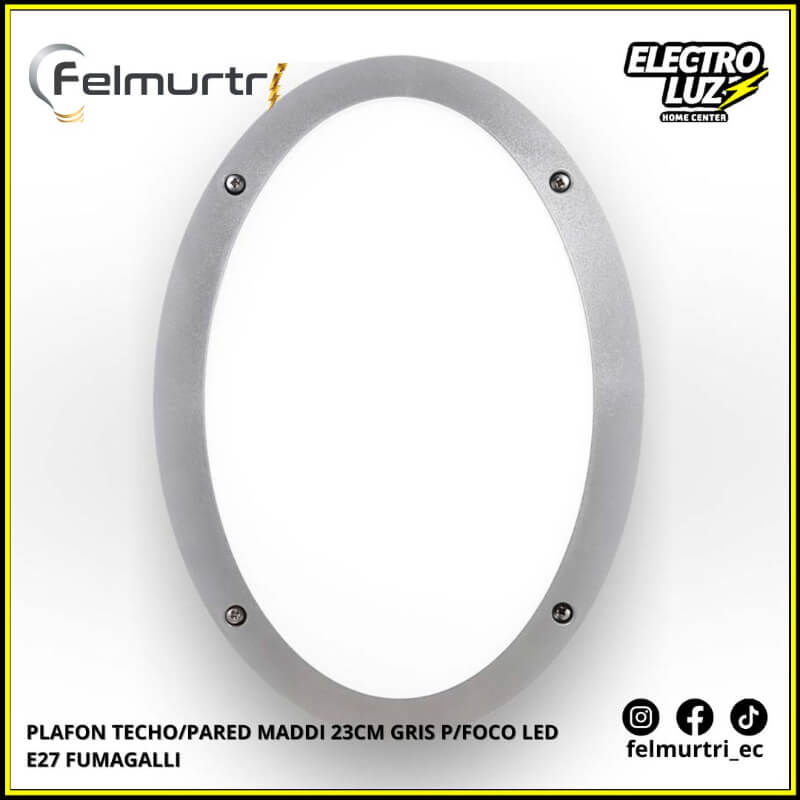 PLAFON TECHO/PARED MADDI 23CM GRIS P/FOCO LED E27