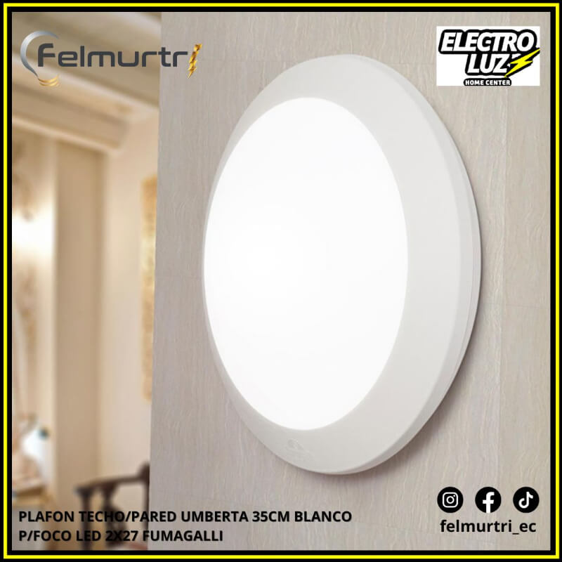 PLAFON TECHO/PARED UMBERTA 35CM BLANCO P/FOCO LED 2X27