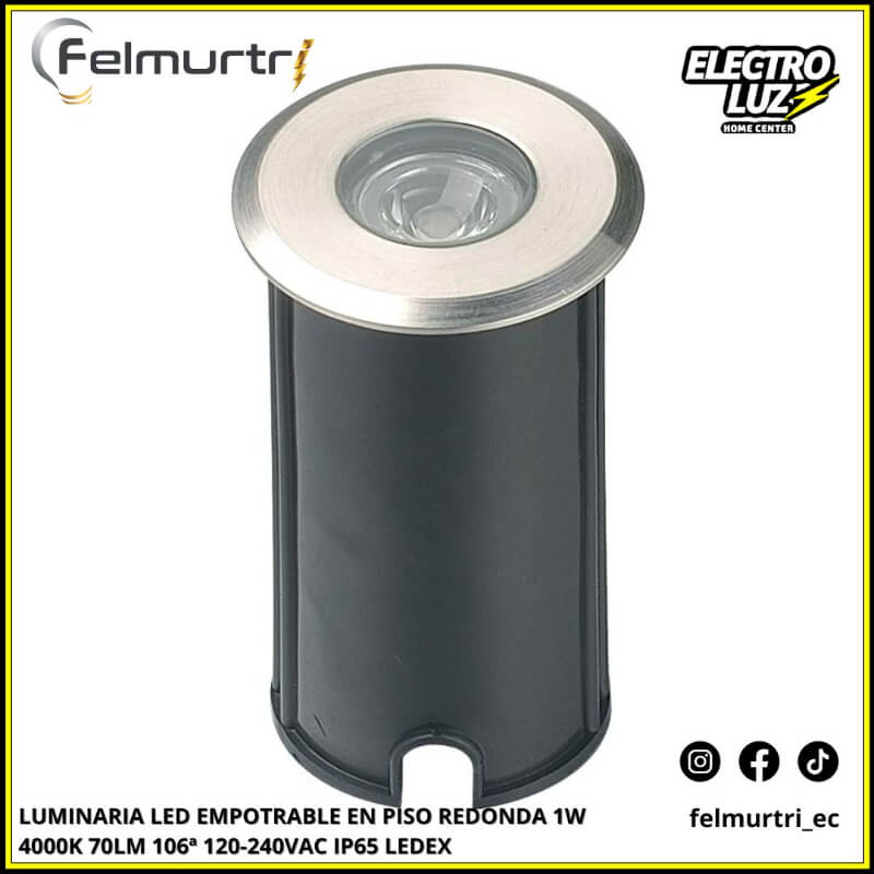 LUMINARIA LED EMPOTRABLE EN PISO REDONDA 1W 4000K 120-240VAC