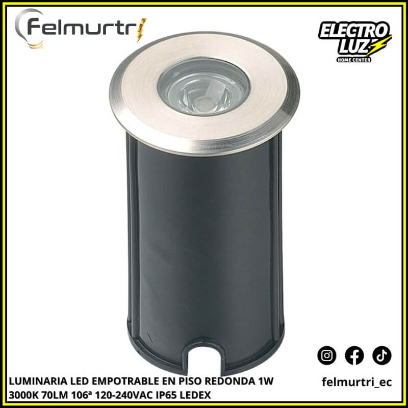 LUMINARIA LED EMPOTRABLE EN PISO REDONDA 1W 3000K 120-240VAC