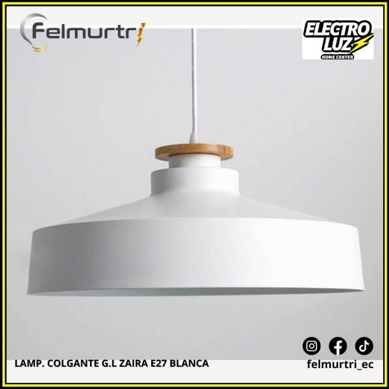 LAMP. COLGANTE ZAIRA E27 BLANCA