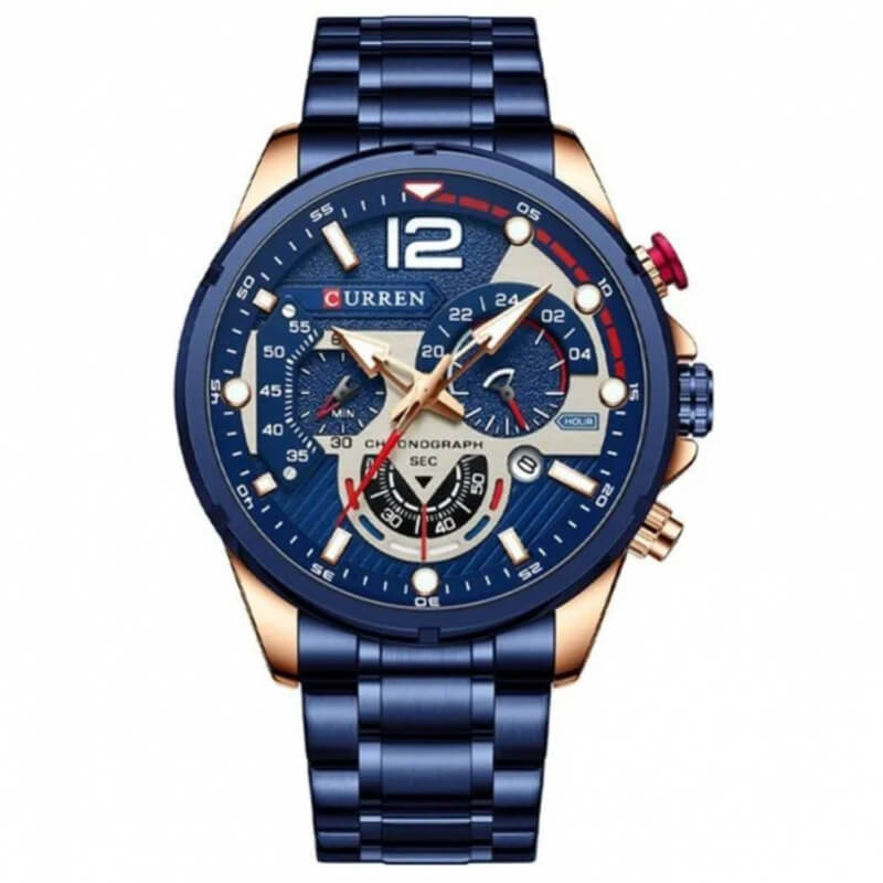 Reloj casual de hombre, reloj de Lujo, Cronógrafo, reloj curren 8395, reloj casual azul, Deluxe, Elegante, reloj original