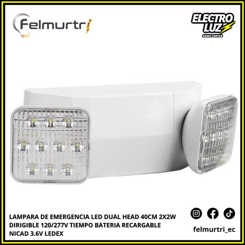 LAMP DE EMERGENCIA LED DUAL HEAD 40CM 2X2W DIRIGIBLE